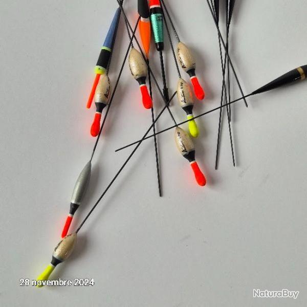 Lot de 15 flotteurs � tige pour la p�che  sensas, trabucco, autain