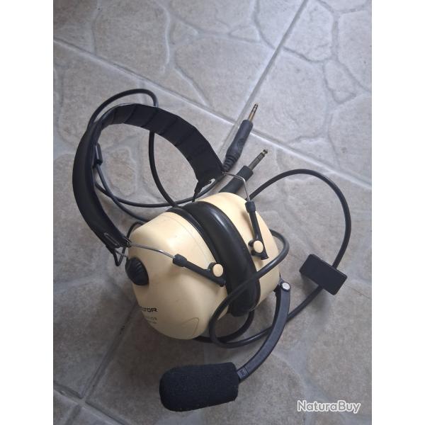 Casque vintage Peltor Aviation headset 7006 avec microphone