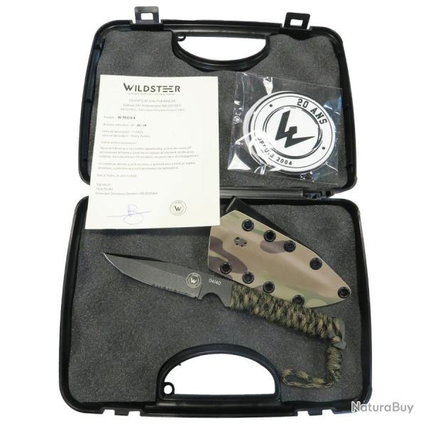 COUTEAU PARACORDE, LAME NOIRE AVEC DENTURE, ETUI kydex NOIR