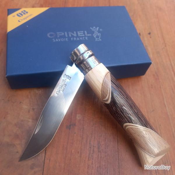 Joli Couteau OPINEL N8 Inox CHAPERON  Manche en Bois
