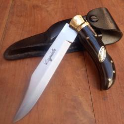 Gros Couteau de Chasse LAGUIOLE A LA D ESTAING Manche en Corne de Buffle &Eacute;tui en cuir