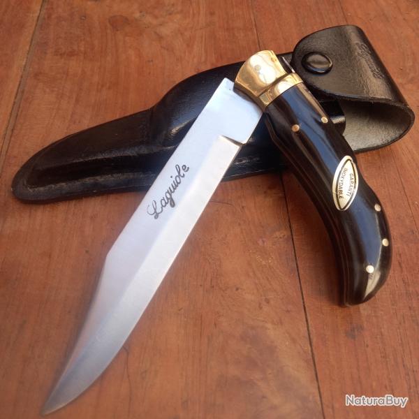 Gros Couteau de Chasse LAGUIOLE A LA D ESTAING Manche en Corne de Buffle �tui en cuir