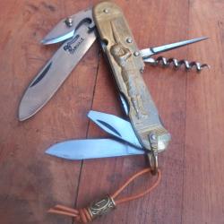 Joli Couteau Figuratif Multifonctions COURSOLLE 6 Pi&eacute;ces Manche en Laiton