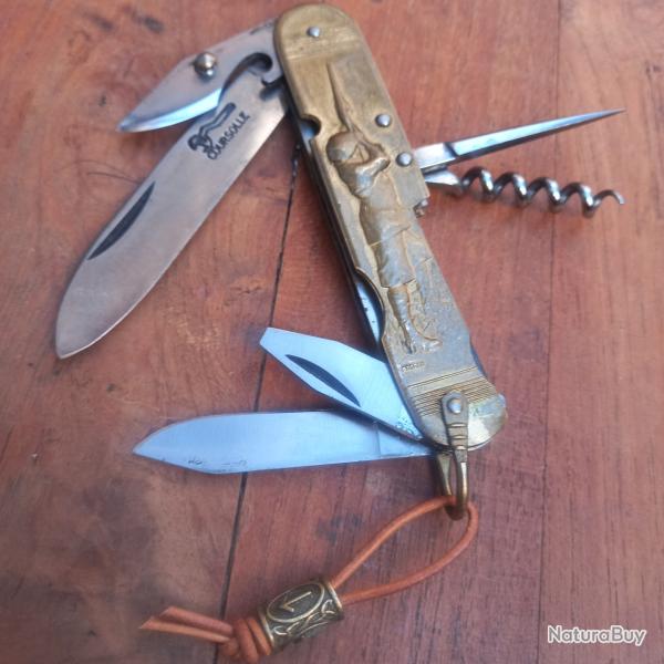 Joli Couteau Figuratif Multifonctions COURSOLLE 6 Pi�ces Manche en Laiton