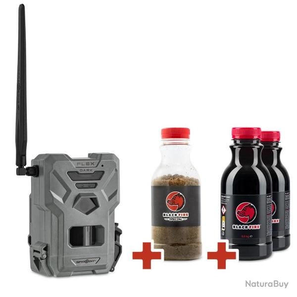 SPYPOINT FLEX-DARK + BLACK FIRE Pack Complet - Cam�ra Pi�ge Cellulaire & Attractifs Sanglier/Cerf