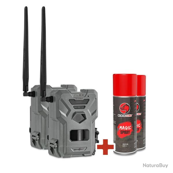 SPYPOINT FLEX-DARK & BLACK FIRE Magic Spray Bundle - Pack Cam�ra de Chasse Connect�e + Attractif San