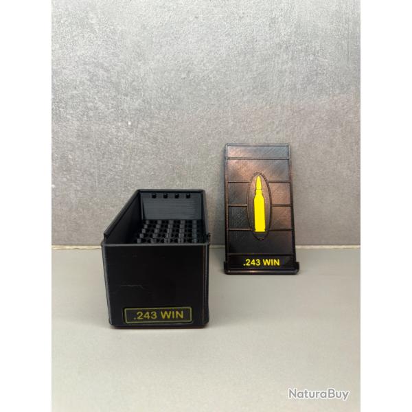 Bo�te de rangement .243 WIN - Fait main - Noir