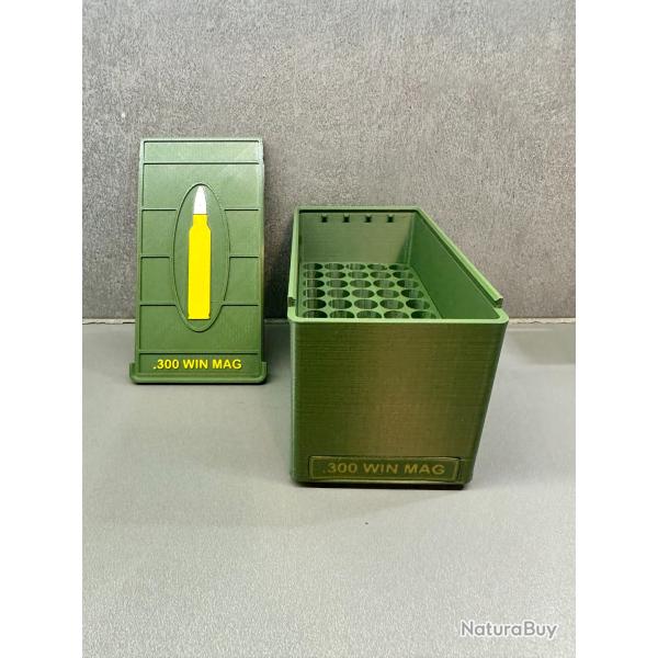 Bo�te de rangement .300 win - Fait main - vert