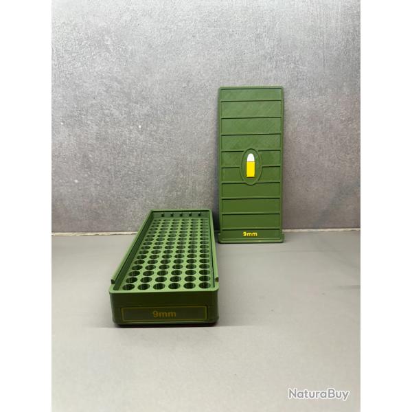 Grande bo�te de rangement 9mm - Fait main - vert