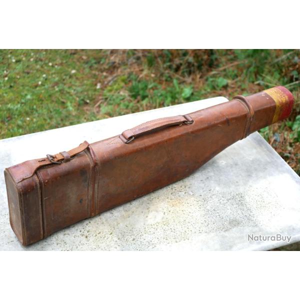�tui fusil jambon de chasse juxtapos� en cuir - bel �tat - REF IFS25ETU001