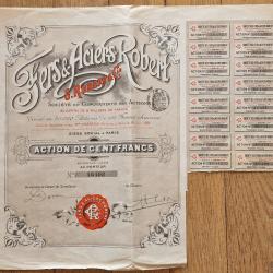 Fers et Aciers Robert et Compagnie Action 100 Francs 1894