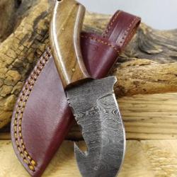 Poignard Skinner Damas lame 256 Couche Manche en Bois de noyer