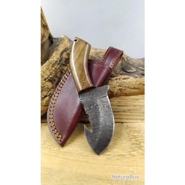 Poignard Skinner Damas lame 256 Couche Manche en Bois de noyer