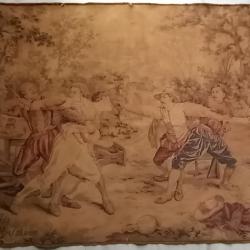 Tapisserie du 19&egrave;med&eacute;cor d'une sc&egrave;ne de duel  r&eacute;alis&eacute;e d'apr&egrave;s une peinture de Meissonier