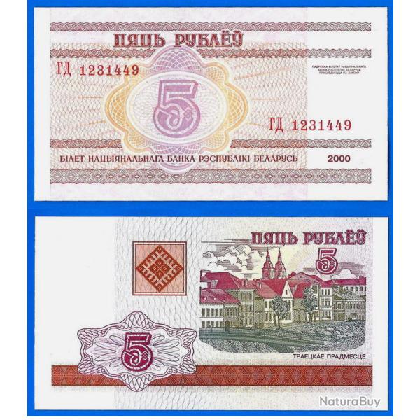 Bielorussie 5 Roubles 2000 Billet Neuf Rublei