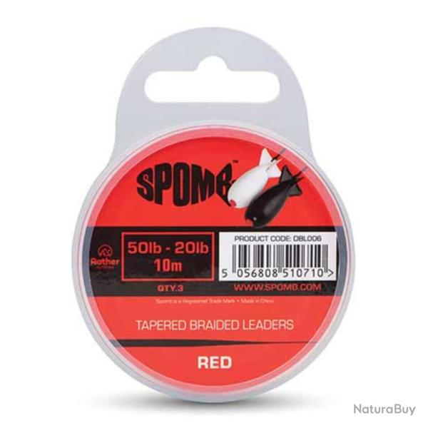 FOX SPOMB TAPERED BRAIDED LEADERS RED & BLACK FOX SPOMB Rouge