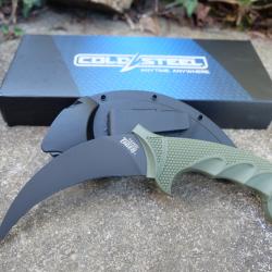 Couteau Cold Steel Tiger Karambit OD Green Lame Acier AUS-8 Black Manche Griv-Ex Etui Secure-Ex