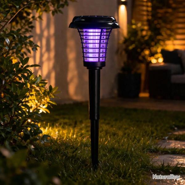 Lampe Solaire LED Anti-Moustiques - Blanc Anti-UV - Autonomie 6 � 8h