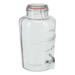 Fontaine &agrave; boisson en verre 8L - Robinet verseur et couvercle &agrave; clip