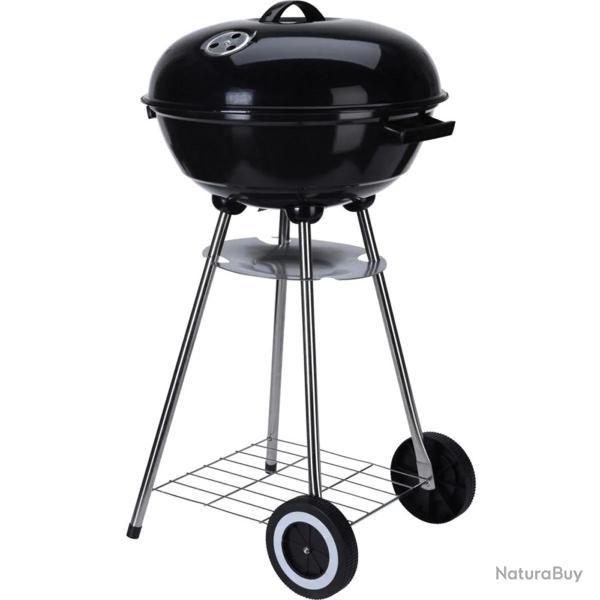 Barbecue mobile �46 cm avec roues - Grille chrom�e et bol �maill�