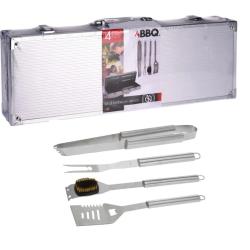 Mallette 4 ustensiles barbecue en acier inoxydable - Kit complet pour grillades