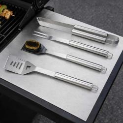 Mallette 4 ustensiles barbecue en acier inoxydable - Kit complet pour grillades