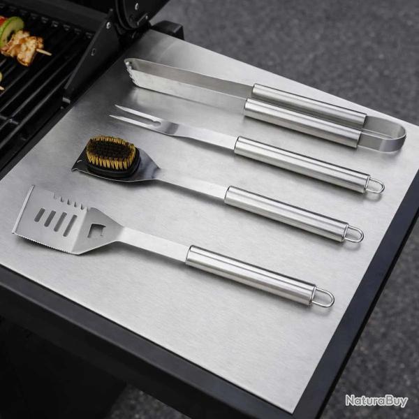 Mallette 4 ustensiles barbecue en acier inoxydable - Kit complet pour grillades