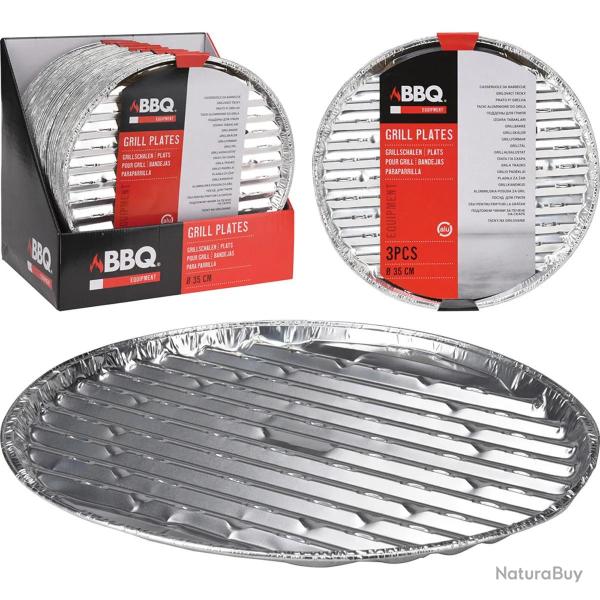Lot de 3 plateaux en aluminium pour barbecue �35 cm