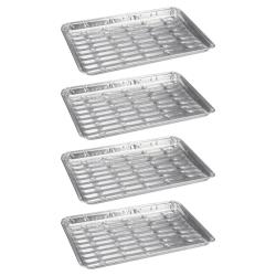 Lot de 4 plateaux en aluminium pour barbecue - 24x16x1,5 cm