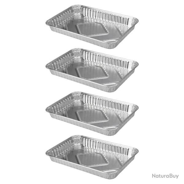 Lot de 4 plateaux en aluminium pour barbecue - 32x23x4 cm