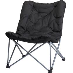 Chaise de camping pliable gris fonc&eacute; avec coussin Oxford 600D