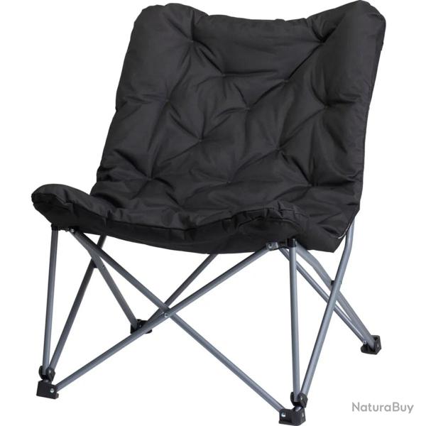 Chaise de camping pliable gris fonc� avec coussin Oxford 600D