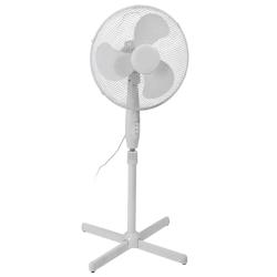 Ventilateur sur pied 17 pouces - 45W - 3 vitesses - Oscillation et inclinaison r&eacute;glables - Blanc
