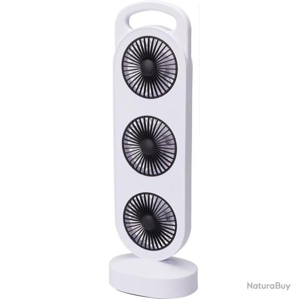 Ventilateur de table rechargeable 3 sorties - Blanc 3W