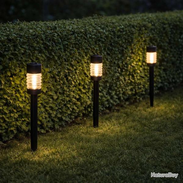 Lot de 3 lampes solaires LED blanc chaud - Noir