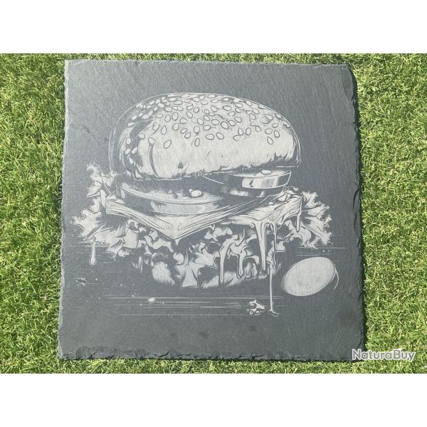 Planche � d�couper / Plateau en Ardoise carr� 30 x 30 cm - Hamburger