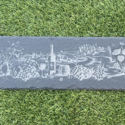 Plateau en Ardoise / Assiette rectangulaire 10 x 30 cm - Domaine de vin