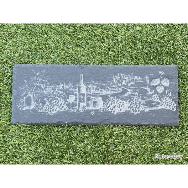 Plateau en Ardoise / Assiette rectangulaire 10 x 30 cm - Domaine de vin