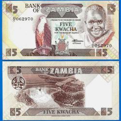 Zambie 5 Kwacha 1980 A 1988 Billet Neuf Afrique Zambia Animal Aigle Barrage