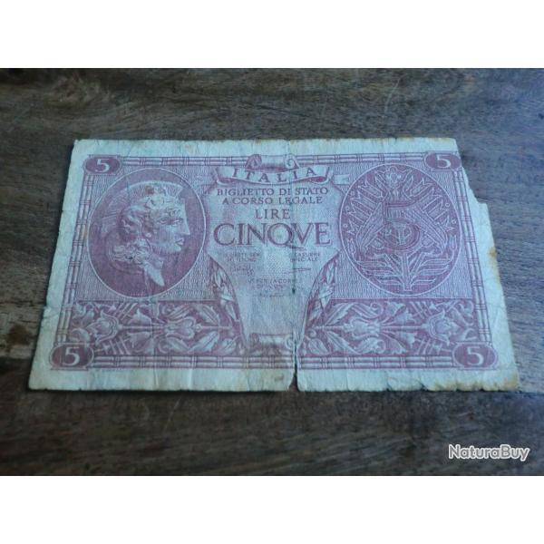 billet italie 5 lire