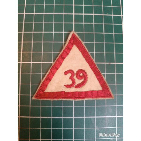 Insigne US WWI - 39�me Division d'Infanterie - Variante Num�rot�e Rare - Brod�