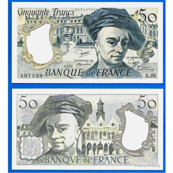 France 50 Francs 1982 Serie X Quentin De La Tour Franc Frc Frcs Frs