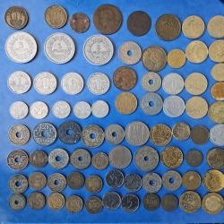 Lot monnaies fran&ccedil;aises anciennes + &eacute;trang&egrave;res - &agrave; trier - collection / brocante