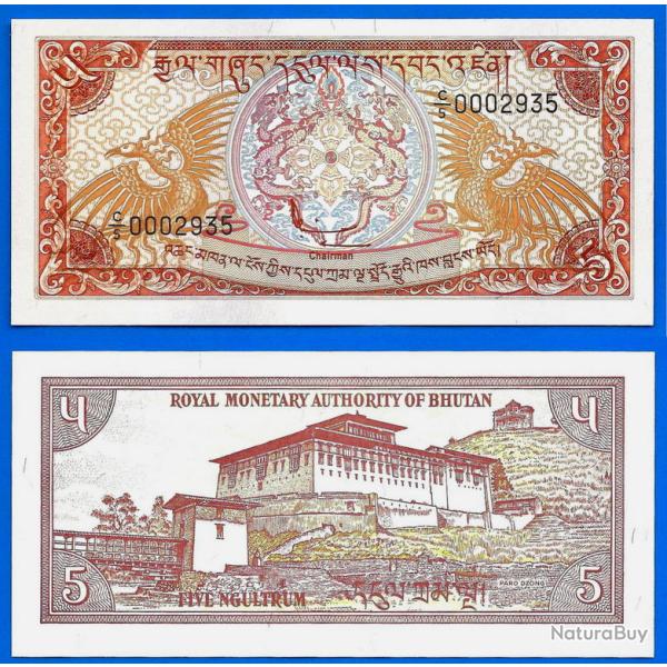 Bhoutan 5 Ngultrum 1985 Neuf Billet Bouthan