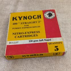 Cartouche Kynoch 400 Straight for purdey express rifles.Nitro express cartridges.Quantit&eacute; 5