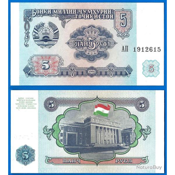 Tadjikistan 5 Roubles 1994 Neuf Billet Parlement