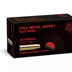 50 balles FMJ FN Cal.38 SP 158Grs GECO