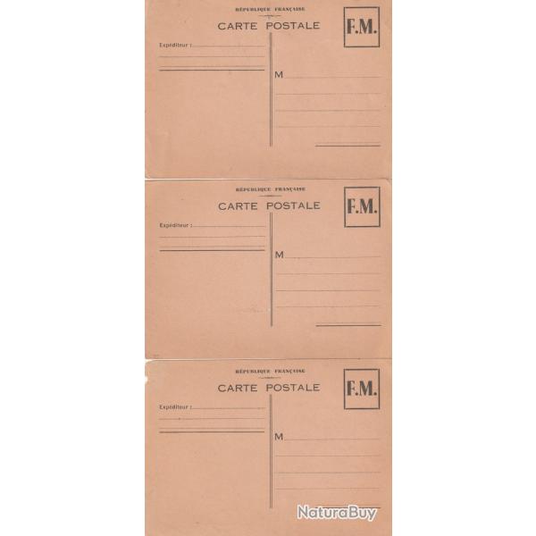 CPA - MILITARIA - Lot de 3 cartes vierges Franchise Militaire