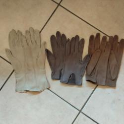 A SAISIR - Lot de 3 paires de gants en peau tr&egrave;s fine de qualit&eacute; taille S