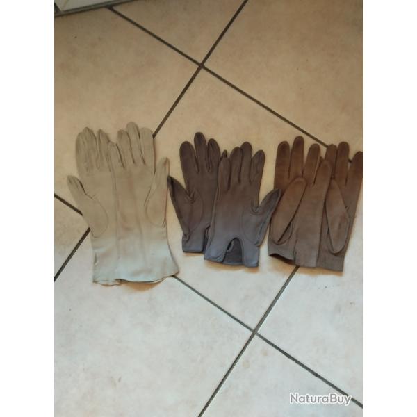 A SAISIR - Lot de 3 paires de gants en peau tr�s fine de qualit� taille S